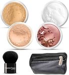 6pc FULL SIZE KIT KABUKI & KABAGGIE Tote Mineral Makeup Set Matte Foundation Bare Face Sheer Powder Cover (Beige)