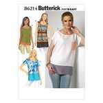 Butterick Patterns 6214, Misses Top,Sizes (16-18) (20-22) (24-26), Cotton,Rayon, Multi-Colour, ZZ (LRG-XLG-XXL)