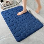 YIHOUSE Memory Foam Bath Mat Cobblestone Bathroom Rug Non Slip Washable Bathroom Mats Super Absorbent Bathroom Floor Mats(17"x24",Dark Blue)