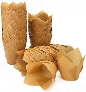 200pcs Tulip Cupcake Liners, Standard Greaseproof Paper Baking Cups Muffin Liners Holders Perfect for Bridal Showers, Baby Showers, Birthday Parties, Banquets, and Catering Events (natural )