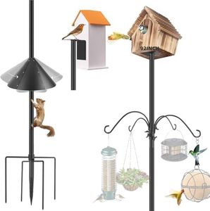 94 Inch Bird Feeder Pole with 4 Shepherds Hooks,Adjustable Bird House Pole Mount House Pole Kit with 5 Prongs Base for Garden, Birds Watching & Birdfeeder Pole, Heavy Duty Bird Feeder Stand