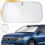 Ventdest Car Windshield Sun Shade, Block UV Rays Sun Visor Protector, Front Window Sunshades, Foldable Car Windscreen Sunshade to Keep Vehicle Cooler, Easy to Use (142 x 80 cm)