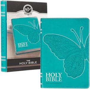 KJV Holy Bible, Gift Edition for Girls/Teens King James Version, Faux Leather Flexible Cover, Teal Butterfly