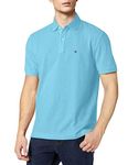 Tommy Hilfiger Men's Short Sleeve Cotton Pique Polo Shirt in Classic Fit, Blue, Large