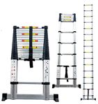 ATHENACREATIONS 19.5 feet Telescopic Ladder | 15 Durable Steps | Height Adjustable Aluminium Ladder | extendable & Collapsible Ladder for Home | EN131 Certified(6 Meter)