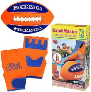 Funwares GripZone Epic Catch Waterproof Hook-and-Loop Football with 1 Ball and 2 Gloves. One-Size-fits-All, Right or Left-Handed. Beach, Pool, Backyard. Confidence-Building, Gift for All Ages