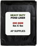 AP Supplies Black Pond Liner 200g/sqm - Heavy Duty HDPE Material - UV & Tear Resistant, Flexible for Koi & Fish Pools, Water Garden - Ideal for Small to Large Ponds, Wildlife, Underlay (4m x 4m)