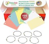 DebraDale Designs Blank Flash Cards with Metal Rings in 6 Colors; 1,150 Index Cards - Single Hole Punched, 2 x 3.5 inches