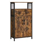 VASAGLE Storage Cabinet, Multipurpose Sideboard with Drawer and Adjustable Shelf, Bathroom Cabinet, Steel Frame, for Living Room Kitchen, Industrial Style, Rustic Brown and Black LSC261B01