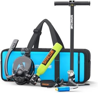 SMACO Mini Scuba Tank with Snorkel Mask 0.5L Portable Small Diving Tank with Full Face Diving Mask Reusable DOT Certified Pony Bottle Diving Cylinder Kit for Snorkeling Recreational Diving S300Plus