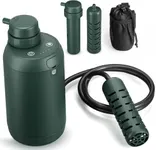 BKLES Portable Water filetr Camping Dual 0.01 Micron Water Filtration System for Outdoor Backpacking, Hiking, Emergency - Dual Filters Version - Green