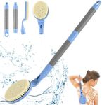 Back Scrubber Anti Slip for Shower, 21.7” Detachable Back Bath Brush for Shower, Back Scrubber, Exfoliation and Improved Skin Health for Elderly with Limited Arm Movement, Disabled (21.7” Blue)