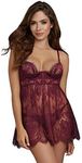 Dreamgirl Women's Babydoll, Mulberry, X-Large