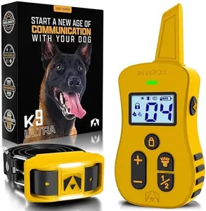 INVIROX Shock Collar for Dogs [Ultra K9] 124 Training Levels, 4 Powerful Modes with Night-Light and ¾ Mile Range 100% Safe Dog Training Collar for Large Dogs IP67 Waterproof E Collar