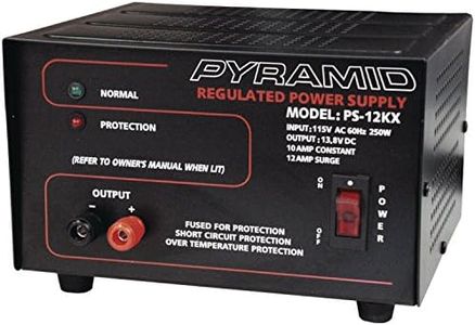 Universal Compact Bench Power Supply - 10 Amp Linear Regulated Home Lab Benchtop AC-to-DC 12V Converter w/ 13.8 Volt DC 115V AC 250 Watt Input, Screw Type Terminals, Cooling Fan, LED - Pyramid PS12KX