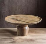 KRAFTYHOME Natural Wooden Handcrafted Cake Stand/Dessert Stand Pedestal for Dining Table/Parties for Serving Cake, Dessert, Pizza, Cup Cakes, Muffins - 11 x 6 inch