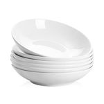 Swuut Ceramic 40oz Pasta Bowls Set of 6,9 inch Blue and White Large Salad Serving Bowl, Microwave and Oven Safe Dinner Dishes(White)