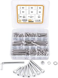 VIGRUE 238PCS M6-1.0 x 20/25/30/35/40/45/50mm Hex Socket Head Cap Screws, Stainless Steel 304 Allen Head Bolts Nuts Kit, Full UNC Thread