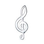 Large Classic Treble G Clef Musical Note Brooch Pin For Musician Women Teen Teacher Student .925 Sterling Silver