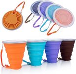 ME.FAN Collapsible Travel Cup - Silicone Folding Camping Cup with Lids - 4 Pack Expandable Drinking Cup Set - BPA Free, Portable, Graduated in Bright Colors[9.22oz]