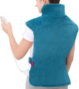 Comfytemp Heating Pad for Back Pain Relief, FSA HSA Eligible 22"x33" XXL Weighted Electric Neck Shoulders Heat Pad, 2H Auto-Off, Large Back Heated Wrap, Birthday Gifts for Women Men, Washable, Blue