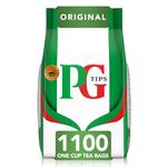 PG Tips teabags 1100 original one cup | Black tea bags | tea bags bulk | Refreshing & Flavourful Black tea | plant based biodegradable tea bags | Tea bags for Catering, office