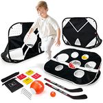 Local Legend™ 3-in-1 Hockey, Soccer & Bean Bag Toss Goal Set - Mini Sticks & Balls Included. Sports Gifts for 5-12 Year Old Kids, Indoor & Outdoor (Portanet™)