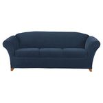 SURE FIT Stretch Pique 3 Seat Individual Cushion Sofa Cover (Navy)