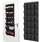 YINENGD Hanging Shoe Rack, 24 Pockets Hanging Storage Pocket, Over Door Shoe Storage, Wall Hanging Wardrobe, Black Large Mesh Pockets for Bedroom Living Room Bathroom