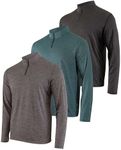 Real Essentials Mens Big and Tall King Size Quarter 1/4 Zip Pullover Long Sleeve Athletic Dry Fit Shirt Gym Running Golf Half Zip Top Workout Sweatshirts Sweater Jacket, Set 4, 3X, Pack of 3
