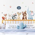 decalmile Woodland Animal Wall Decals Elephant Bear Fox Wall Stickers Baby Nursery Kids Room Bedroom Wall Decor