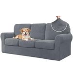 CHUN YI 7 Piece Couch Cover, Stretch Sofa Covers for 3 Cushion Couch Covers, 3 Seater Couch Slipcover with 3 Separate Backrest Cushion Covers with Elastic Band, Spandex Fabric(Large, Light Gray)