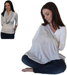 Infinity Nursing Scarf Breastfeeding Cover Ultra Soft Premium Jersey - 100% AZO free and Safe for Baby (Light Grey Pattern)