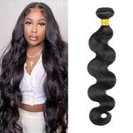 DaiMer Human Hair Bundles Body Wave Single Bundle Human Hair 20 Inch 12A Grade 100% Unprocessed Brazilian Virgin Hair Body Wave 1 Bundles Human Hair Extensions for Black Women Natural Color