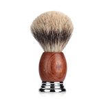 100% Pure Badger Hair Shaving Brush Handmade with Walnut Wooden Handle and Stainless Steel Base Perfect for Wet Shaving (Brown)