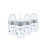 NUK Smooth Flow Anti-Colic Baby Bottle, 5 oz (150 mL), Grey Elephant, 4 Pack