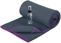 Heathyoga Hot Yoga Towel Non Slip, Microfiber Non Slip Yoga Mat Towel, Exclusive Corner Pockets Design, Dual-Grip, Sweat Absorbent, Perfect for Hot Yoga, Bikram, Pilates and Yoga Mats