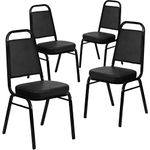 Flash Furniture 4 Pk. Hercules Series Trapezoidal Back Stacking Banquet Chair in Black Vinyl - Black Frame