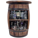 weeco Wooden Barrel with Lid - Wine Rack - Bottle Holder Table - Gift for Man - Wine Rack Bar Counter Home Bar Handmade Vintage Bar Wine Barrel