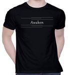 CreativiT Graphic Printed T-Shirt for Unisex Awaken Tshirt | Casual Half Sleeve Round Neck T-Shirt | 100% Cotton | D00340-105_Black_XXX-Large