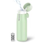 Philips Water GoZero Everyday Water Filter Bottle with Replaceable Filter and Straw, Transform Tap Water into tastier Drinking Water Lightweight Tritan Plastic/Stainless Steel 22 oz/18.6 oz