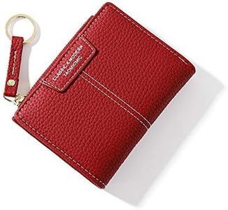 Womens Small Wallet Mini Purse Bifold Slim Card Case Holder Zipper Coin Pocket y-Red
