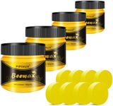 PIPIHUA Beeswax Furniture Polish, Wood Seasoning Beeswax for Furniture Waterproof & Repair Wood Wax for Floors and All Wood Types to Protect & Care,4 x Beeswax Polish with 8 x Sponges