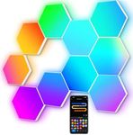 Large Hexagon LED Lights for Bedroom, Smart Home Gaming LED Wall Lights RGBIC Gaming Room Decor Work with Alexa Google Assistant, Voice/App Control, Music Syc, DIY Modular LED Light Panels, 10 Pack