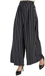 Tronjori Women High Waist Casual Wide Leg Long Palazzo Pants Trousers Regular Size(L,Black White)