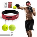 OOTO Boxing Reflex Ball, 2 Boxing Training Balls with Double-Layer Adjustable Headbands, Mma Speed Training for Adult/Kids, Perfect for Reaction, Agility, Hand Eye Coordination Training. Red Headband