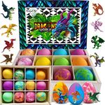 Bath Bombs for Kids with Surprise Inside - 12 Organic Bubble Bath Fizzies with Dragon Egg Toys. Gentle Bath Balls. Fizzy Balls w/Rich Bubbles, Christmas Gifts, Stocking Stuffers for Girls and Boys