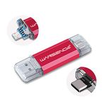 WANSENDA 3 in 1 USB Flash Drive USB 3.0/3.1 & Type-C & Micro USB C Thumb Drive for Android Devices/PC/Tablet/Mac(512GB, Red)