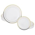 50 Piece Gold Plastic Plates - 25 Dinner Plates and 25 Salad Plates | Plastic Plates For Parties | Gold Plates | Party Plates | Wedding Plates | Disposable Plates For Party