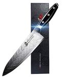 TUO Chef Knife - 8 inch Kitchen Knives High Carbon Stainless Steel - Pro Chef’s Vegetable Meat Knife with G10 Full Tang Handle - Black Hawk-S Series Knives Including Gift Box